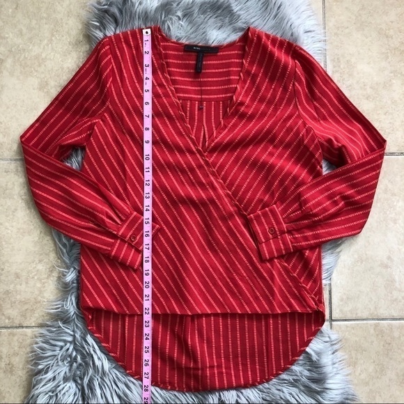 New BCBGMaxAzria Striped High-Low Faux Wrap Top - Picture 11 of 13